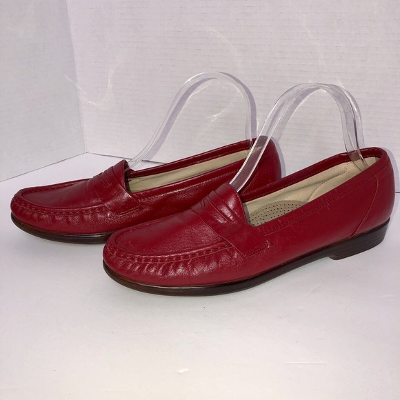 SAS Shoes Sas Womens Tripad Comfort Red Leather Moc Toe Slip On